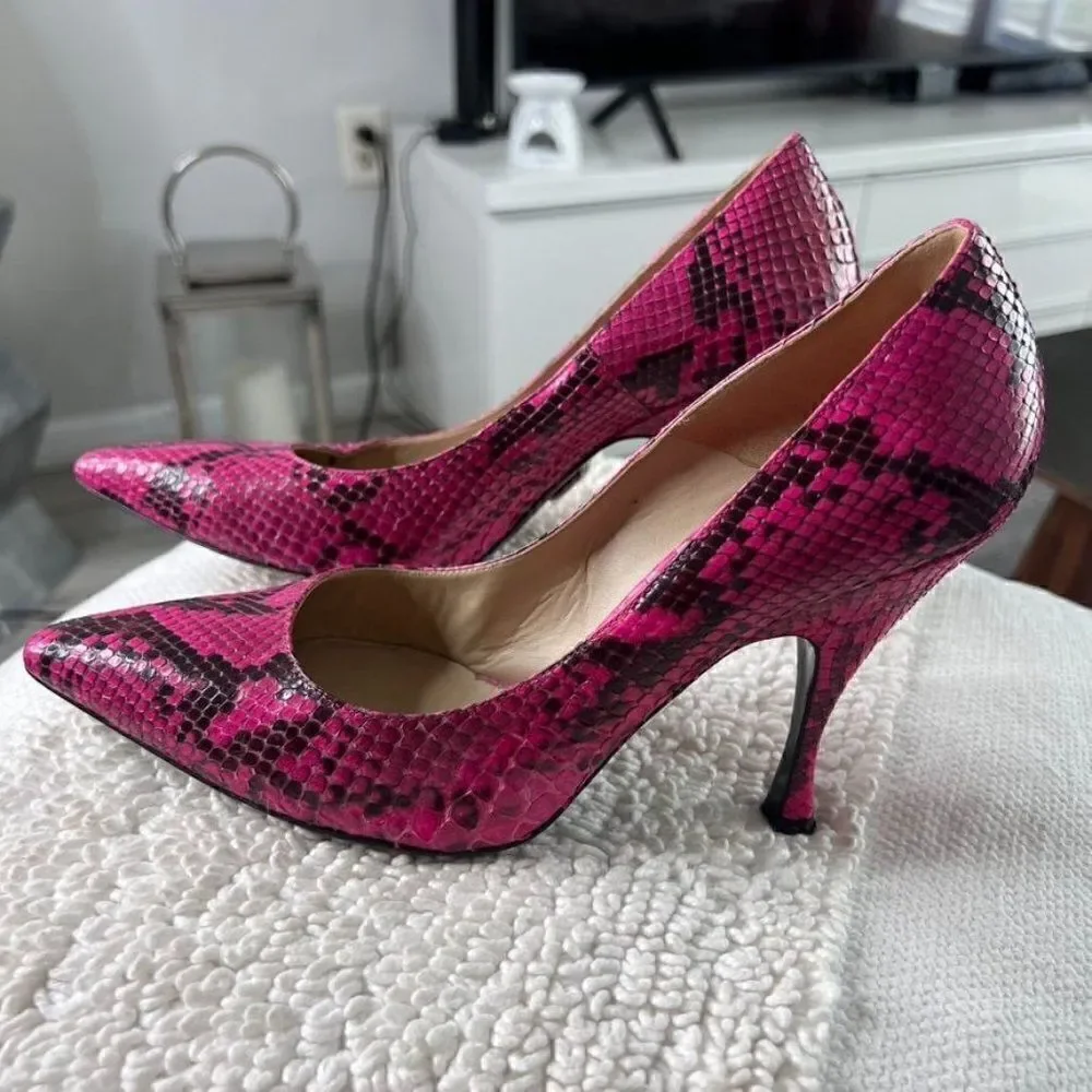 MICHAEL KORS Pink Python Leather Heels In Size 38 - Picture 3 of 9